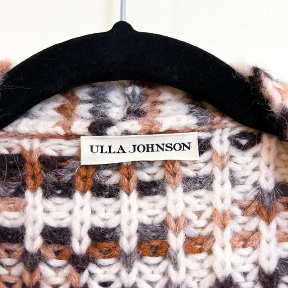 Ulla Johnson Greta Marled Alpaca Puff Sleeve Knit Striped Cardigan Sweater Small - Picture 9 of 14